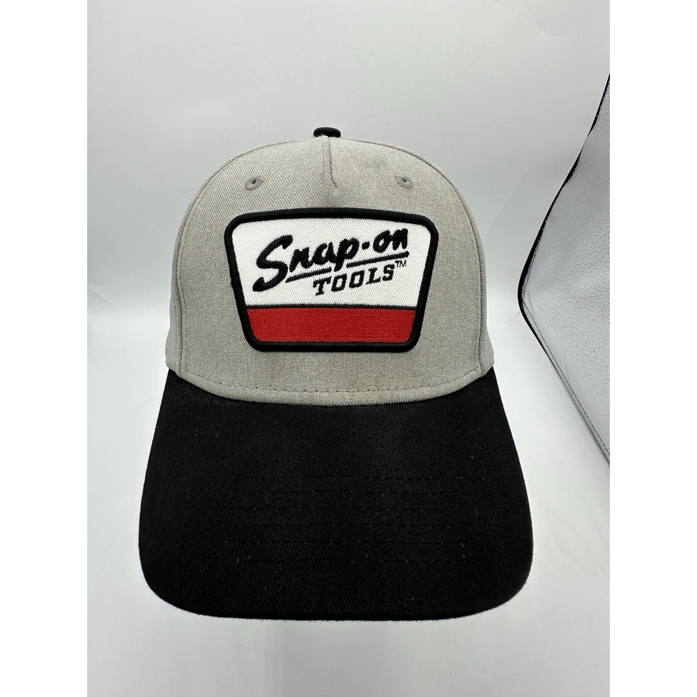 Snap-on Tools Hat Gray Black Red Patch Logo Snapback Cap Adjustable